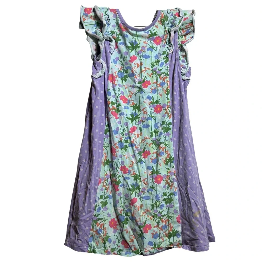 2 Matilda Jane Girls Dresses Size 8 Pink Tiered Ruffle Floral Polka Dot